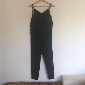 Backless Denim Black Romper